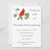 （鳥）ショウジョウコウカンチョウバードアートホリデーパーティ招待状 招待状 (正面)