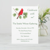 （鳥）ショウジョウコウカンチョウバードアートホリデーパーティ招待状 招待状 (スタンド正面)