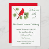 （鳥）ショウジョウコウカンチョウバードアートホリデーパーティ招待状 招待状 (正面/裏面)