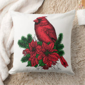 (鳥)ショウジョウコウカンチョウバードクリスマスイラストレーション クッション (ブランケット)
