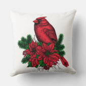 (鳥)ショウジョウコウカンチョウバードクリスマスイラストレーション クッション (裏面)