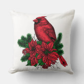 (鳥)ショウジョウコウカンチョウバードクリスマスイラストレーション クッション (正面)