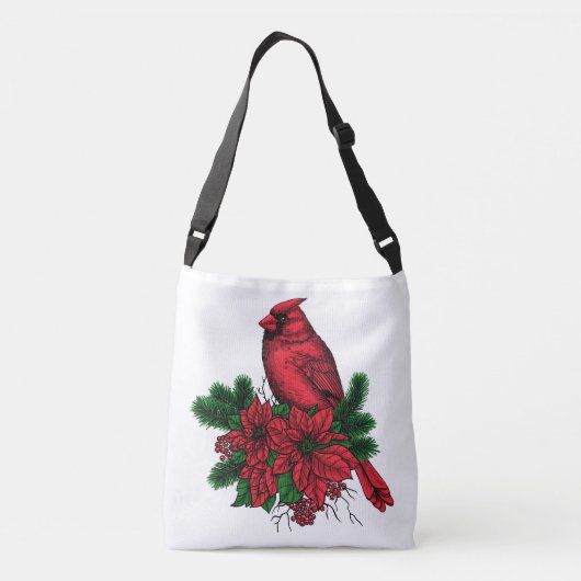 (鳥)ショウジョウコウカンチョウバードクリスマスイラストレーション クロスボディバッグ (裏面)