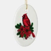 （鳥）ショウジョウコウカンチョウバードクリスマスイラストレーション セラミックオーナメント (右)