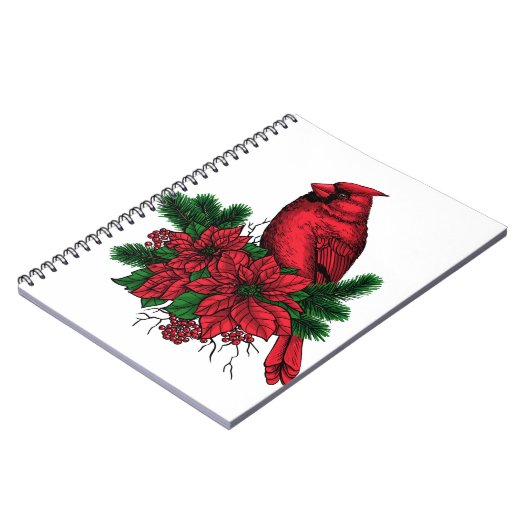 （鳥）ショウジョウコウカンチョウバードクリスマスイラストレーション ノートブック (左側)
