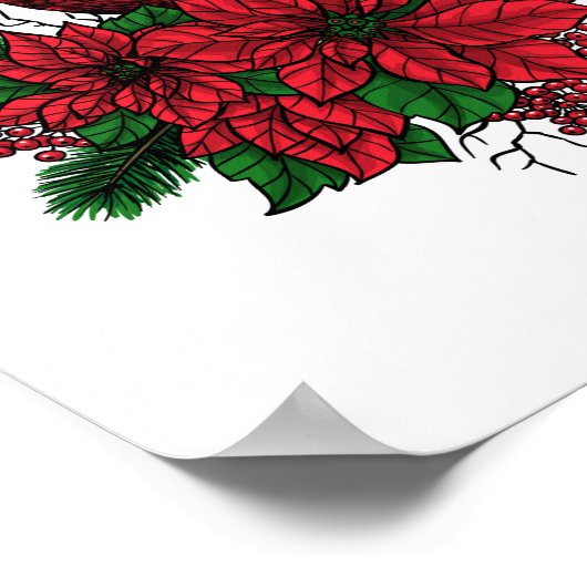 (鳥)ショウジョウコウカンチョウバードクリスマスイラストレーション ポスター (角)