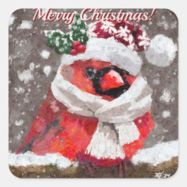 （鳥）ショウジョウコウカンチョウバードスカーフハットスノーホリデイ スクエアシール