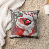 （鳥）ショウジョウコウカンチョウバードスカーフハット雪クリスマスシーズン クッション (ブランケット)