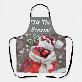 （鳥）ショウジョウコウカンチョウバードスカーフ&ハットin雪のクリスマス エプロン