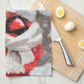 （鳥）ショウジョウコウカンチョウバードスカーフ&ハットin雪のクリスマス キッチンタオル (四つ折り)