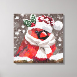 （鳥）ショウジョウコウカンチョウバードスカーフ&ハットin雪のクリスマス キャンバスプリント