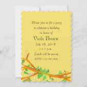 （鳥）ショウジョウコウカンチョウバードバースデーパーティー招待イエロー 招待状 (裏面)