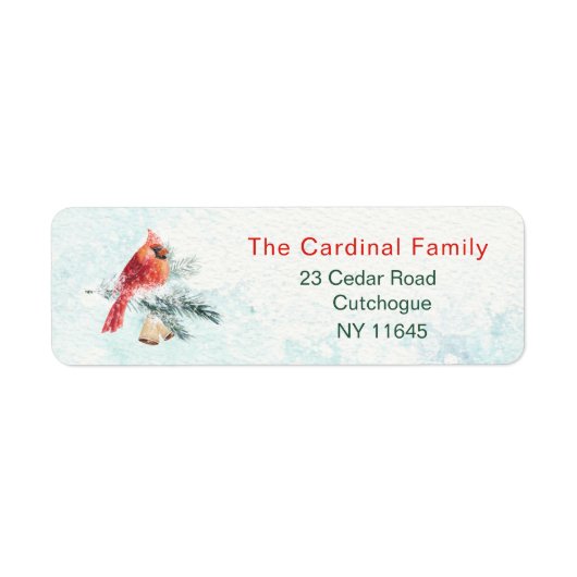 (鳥)ショウジョウコウカンチョウバードパインベルズスノー差出人住所ラベル ラベル (正面)