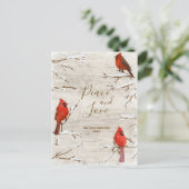 (鳥)ショウジョウコウカンチョウバードピースラブクリスマスファミリーフォト ポストカード (スタンド正面)