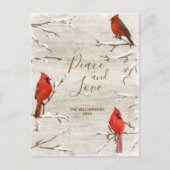 (鳥)ショウジョウコウカンチョウバードピースラブクリスマスファミリーフォト ポストカード (正面)