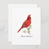 （鳥）ショウジョウコウカンチョウバードフラットノートカード サンキューカード (正面/裏面)