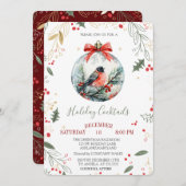 （鳥）ショウジョウコウカンチョウバードホリーベリーボールカンパニークリスマス 招待状 (正面/裏面)