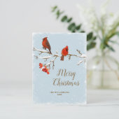 (鳥)ショウジョウコウカンチョウバードメリークリスマスファミリーフォトポストカー ポストカード (スタンド正面)