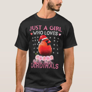 (鳥)ショウジョウコウカンチョウバードラバークリスマ大好き女の子 Tシャツ