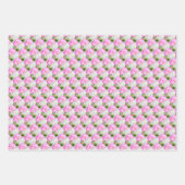 (鳥)ショウジョウコウカンチョウバード牡丹の花とゴールデン水玉模様 ラッピングペーパーシート (正面2)