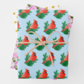 （鳥）ショウジョウコウカンチョウバード牡丹の花とゴールデン水玉模様 ラッピングペーパーシート (インサイチュ)