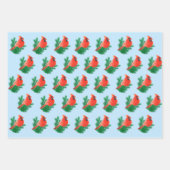 (鳥)ショウジョウコウカンチョウバード牡丹の花とゴールデン水玉模様 ラッピングペーパーシート (正面)