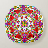 （鳥）ショウジョウコウカンチョウパーソナライズされたと花マンダラ ラウンドクッション (正面)