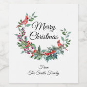 （鳥）ショウジョウコウカンチョウパーソナライズされたクリスマス ワインラベル (シングルラベル)