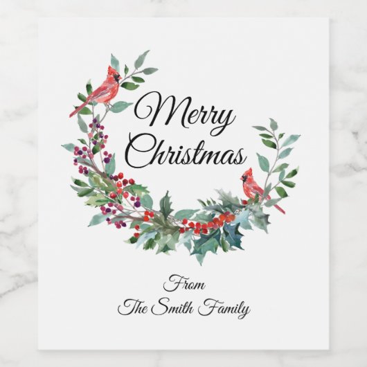 （鳥）ショウジョウコウカンチョウパーソナライズされたクリスマス ワインラベル (シングルラベル)