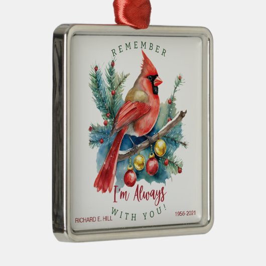 （鳥）ショウジョウコウカンチョウパーソナライズされたメモリアル メタルオーナメント (右)