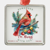 (鳥)ショウジョウコウカンチョウパーソナライズされたメモリアル メタルオーナメント (正面)