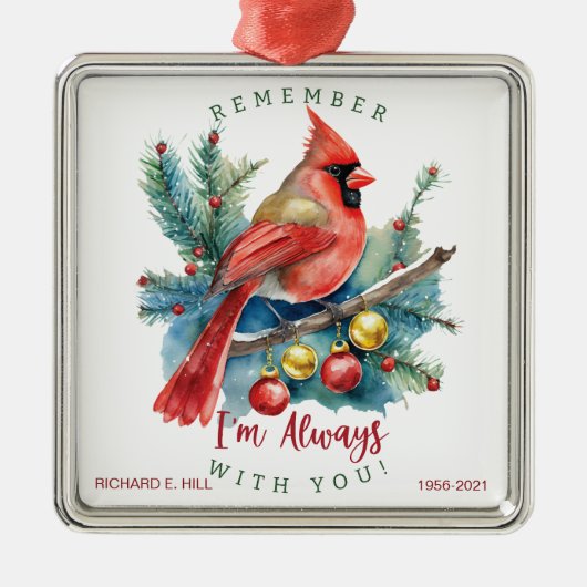 （鳥）ショウジョウコウカンチョウパーソナライズされたメモリアル メタルオーナメント (正面)