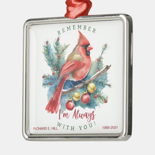 （鳥）ショウジョウコウカンチョウパーソナライズされたメモリアル メタルオーナメント (左)