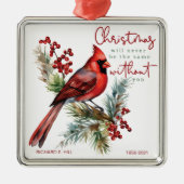 (鳥)ショウジョウコウカンチョウパーソナライズされた記念クリスマス メタルオーナメント (正面)