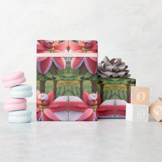 （鳥）ショウジョウコウカンチョウビークリスマス ラッピングペーパー (ベビーシャワー)