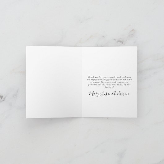 （鳥）ショウジョウコウカンチョウフォト悔やみや弔慰葬儀サンキューカード ノートカード (内部)