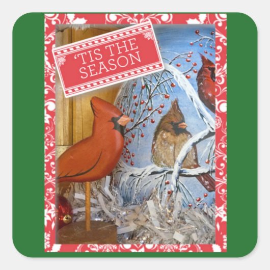 （鳥）ショウジョウコウカンチョウフレンドのステッカー スクエアシール (正面)