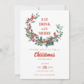 （鳥）ショウジョウコウカンチョウフローラホリークリスマスディナーパーティー 招待状 (正面)