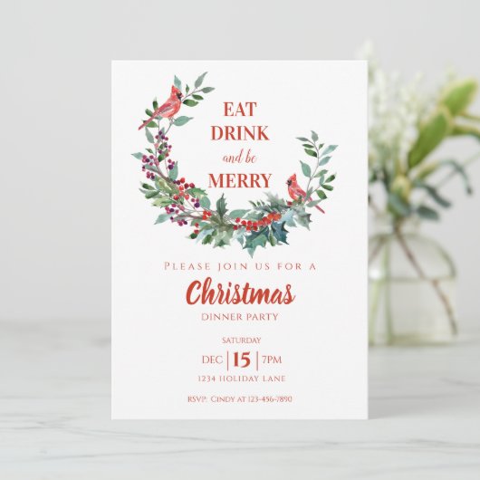 （鳥）ショウジョウコウカンチョウフローラホリークリスマスディナーパーティー 招待状 (スタンド正面)