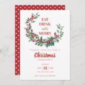 （鳥）ショウジョウコウカンチョウフローラホリークリスマスディナーパーティー 招待状 (正面/裏面)