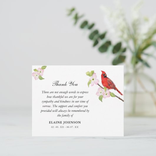 （鳥）ショウジョウコウカンチョウフローラ葬儀悔やみや弔慰ありがとう サンキューカード (スタンド正面)