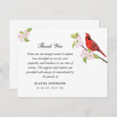 （鳥）ショウジョウコウカンチョウフローラ葬儀悔やみや弔慰ありがとう サンキューカード (正面/裏面)