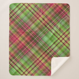 （鳥）ショウジョウコウカンチョウブッシュピンクとグリーンプレイド シェルパブランケット