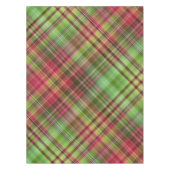 (鳥)ショウジョウコウカンチョウブッシュピンクとグリーンプレイド テーブルクロス (正面)