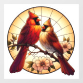 (鳥)ショウジョウコウカンチョウペアのステンドグラス窓にしがみつく ウィンドウサイン (シート)
