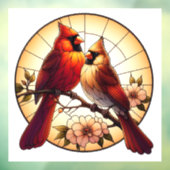 (鳥)ショウジョウコウカンチョウペアのステンドグラス窓にしがみつく ウィンドウサイン (シート3)