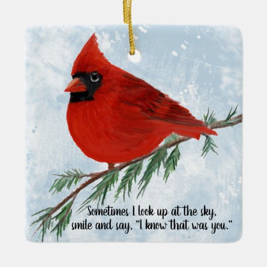 (鳥)ショウジョウコウカンチョウホリデーメモブランス セラミックオーナメント (正面)