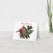 (鳥)ショウジョウコウカンチョウホリークリスマスカード サンキューカード (正面)