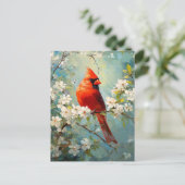 （鳥）ショウジョウコウカンチョウホワイトパーフェクトフラワーアート ポストカード (スタンド正面)