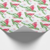 （鳥）ショウジョウコウカンチョウモダン深いピンクウォーター色 ラッピングペーパー (角)